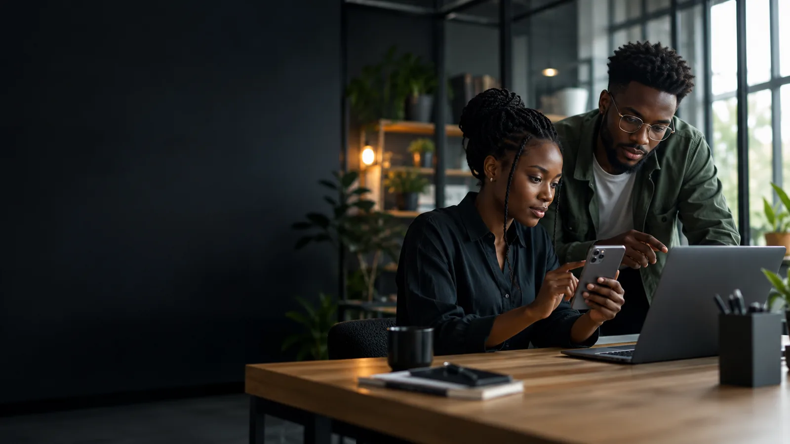 Black African software developers testing a mobile application prototype