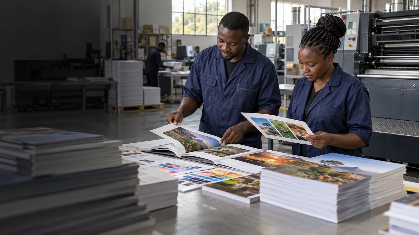 Illustrative print production and finished materials